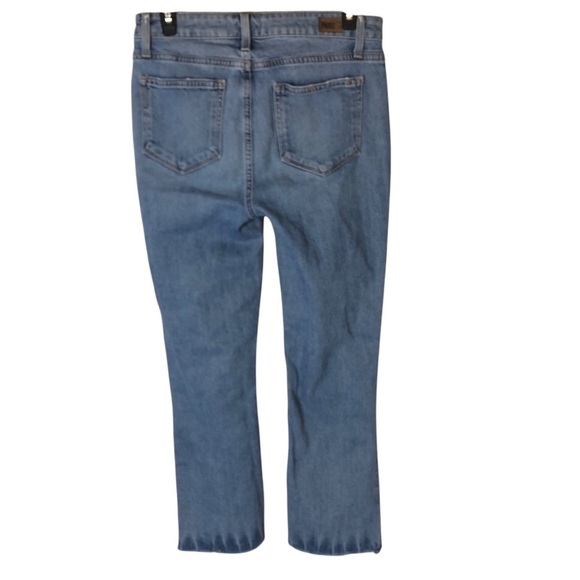 Paige Sz 27 Collette Crop Flare Jeans Light Wash Denim Buttonfly Mid-Rise Blue - Picture 4 of 8